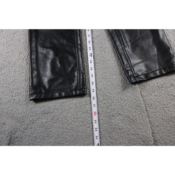 New Abercrombie Fitch 90's Straight Ultra High Rise 6 Black Faux Leather Pants - Picture 8 of 8